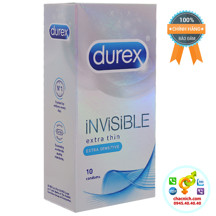 Bao cao su Durex Invisible tàng hình hộp 10 cái