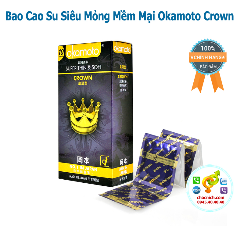 bao cao su siêu mỏng okamoto crown hộp 10 cái