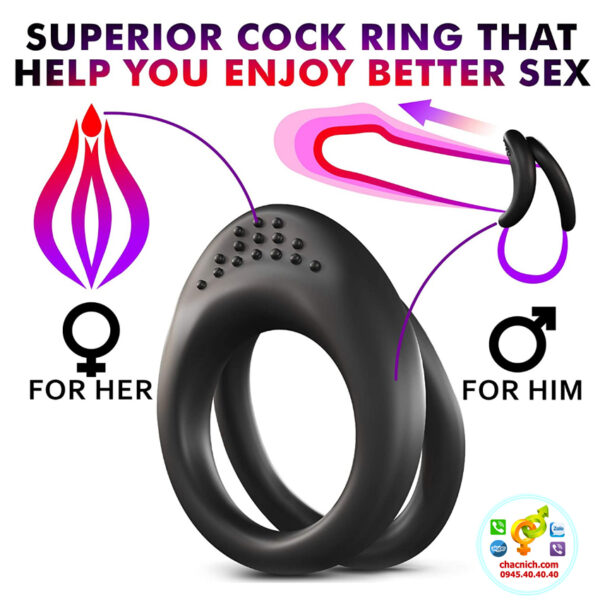 Vòng cockring đôi giúp nam giới cương cứng và lkéo dài thời gian Dual Penis Ring