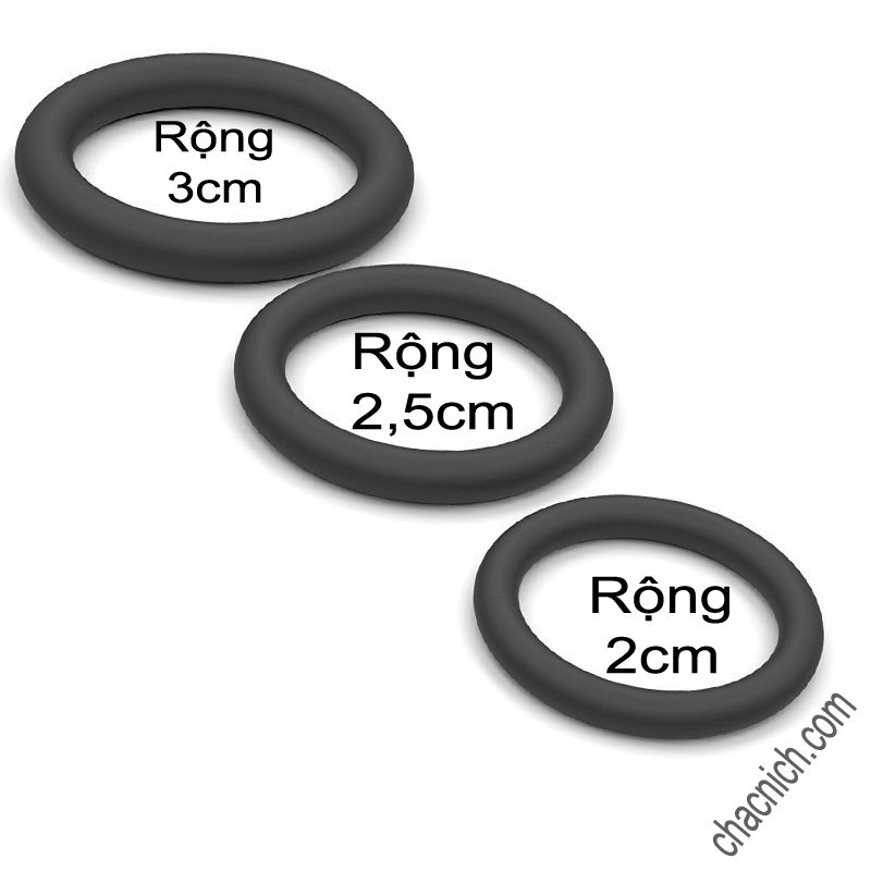 bo-3-vong-loop-cockring-black-5 Bộ 3 vòng đeo dương vật Loop Cockrings Black