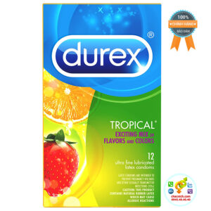 Durex Tropical Condoms, Natural Rubber Latex Condoms for Men