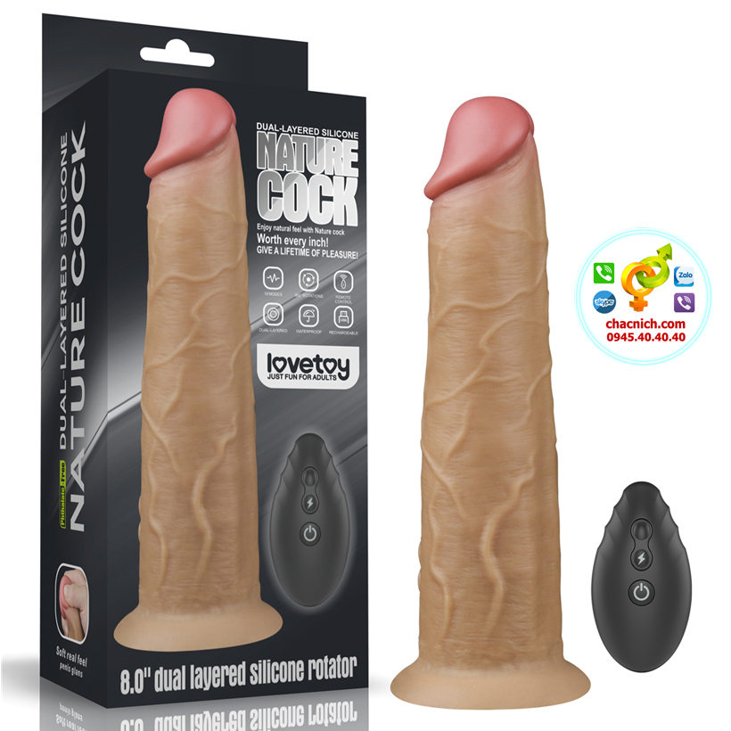 Lovetoy 8.0 inch Dual Layered Platinum Silicone Rotator