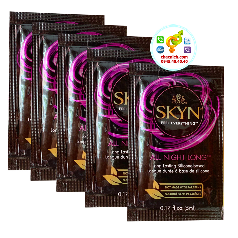 gel bôi trơn dạng gói nhỏ gốc silicone Lifestyle Skyn All Night Long